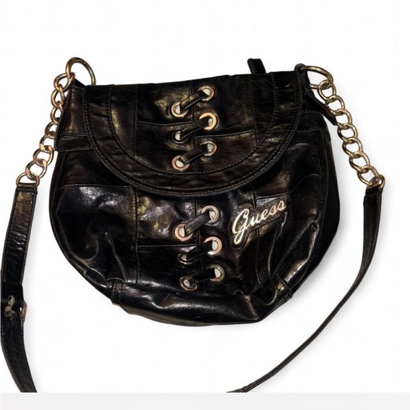 Guess Handbags - Vintage Y2K GUESS black & gold shoulder bag — iconic early 2000s glam vibe 🖤